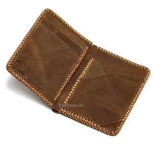 Ví đứng da bò handmade nhỏ gọn, cao cấp màu nâu Kalanos KBN630-Nau Handmade leather wallet - Kalanos