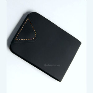 Ví sen mini da bò handmade cách điệu cao cấp màu đen Kalanos  KBN670-Den