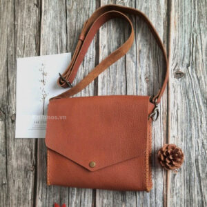 Túi xách nữ đeo chéo handmade nhỏ gọn da bò Kalanos KTNU3350-Nau Handmade leather wallet bag- Kalanos